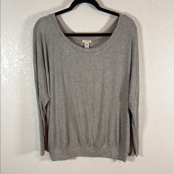 Eberjey Gray Ribbed Drop Shoulder Loose Oversized Top Size Large - Picture 1 of 5